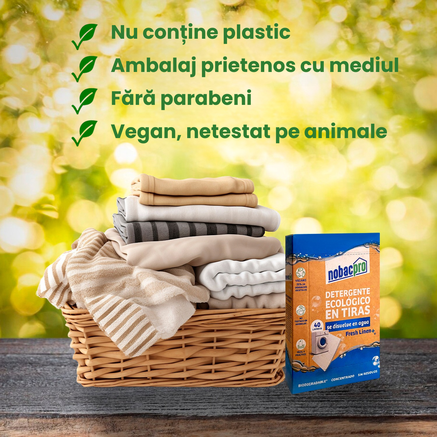 Detergent ecologic NOBACPRO - foite de detergent - 40 spaleri